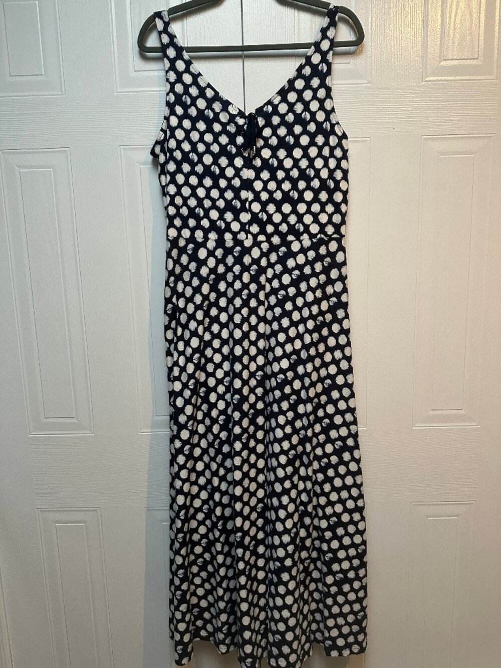 Chaps blue and white sundress with polka dots, size large